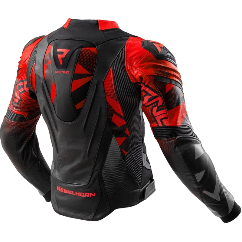 Leder-Motorradjacke Rebelhorn Inferno Schwarz-Fluorot