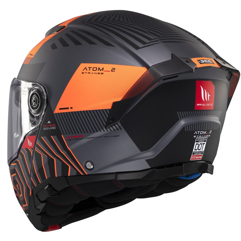 Klappbarer Motorradhelm MT Atom 2 SV Strange grau-schwarz-orange