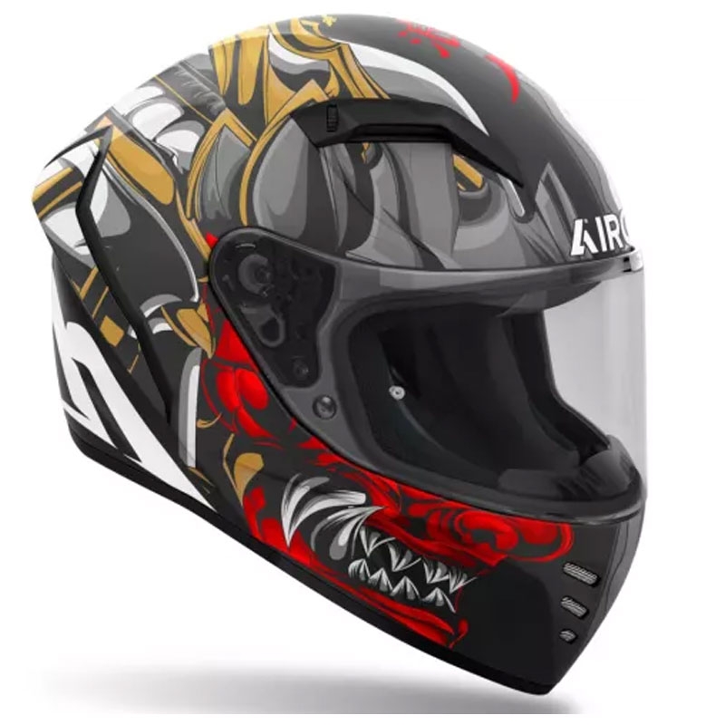 Airoh Connor Samurai Integralhelm Motorrad matt schwarz-rot-braun-grau
