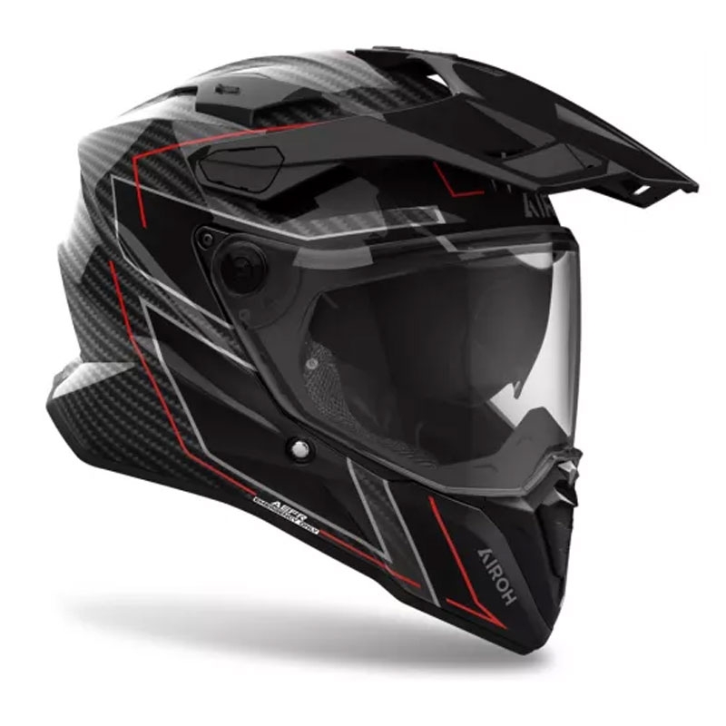 Enduro Motorradhelm Airoh Commander 2 Carbon Stylish schwarz-rot