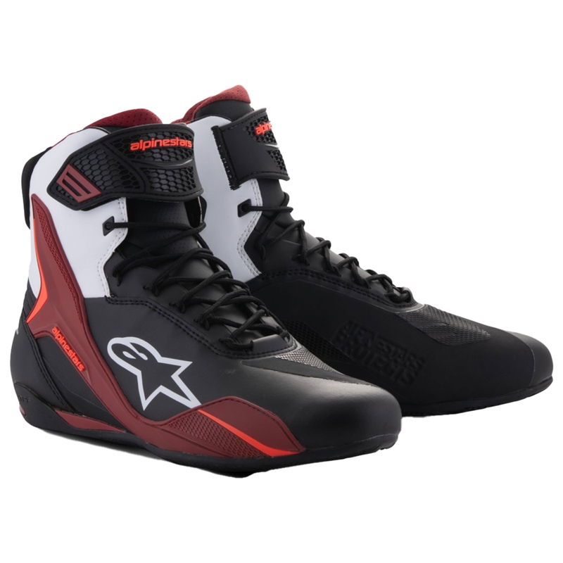 Alpinestars Faster-4 Motorradstiefel schwarz-weiß-dunkelrot