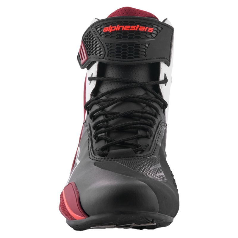 Alpinestars Faster-4 Motorradstiefel schwarz-weiß-dunkelrot