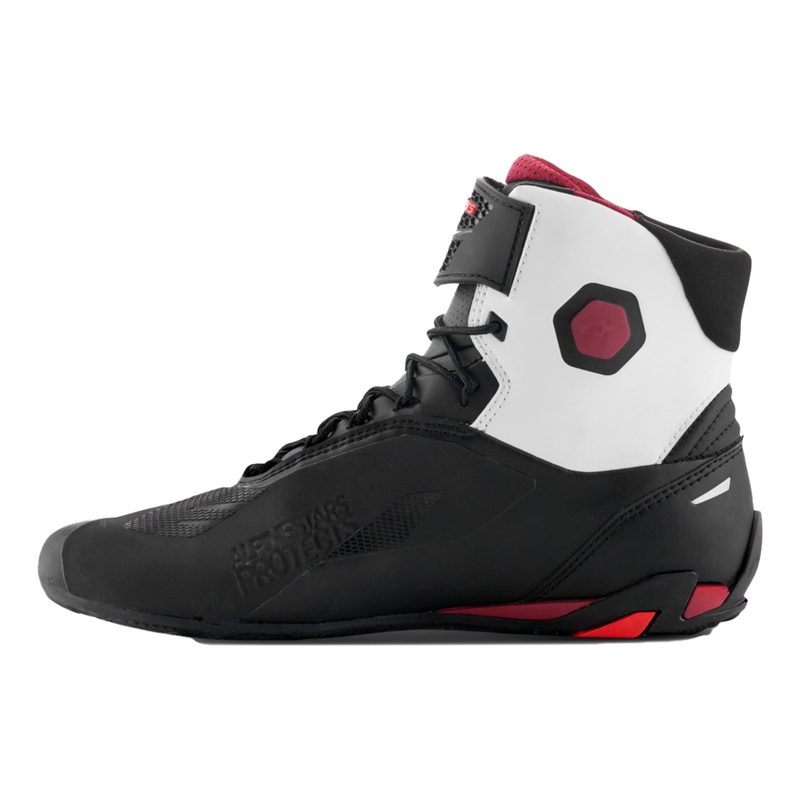 Alpinestars Faster-4 Motorradstiefel schwarz-weiß-dunkelrot