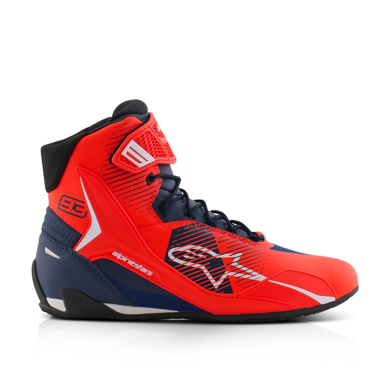 Alpinestars Faster-4 Motorradstiefel MM93 Kollektion fluo rot-blau-weiß