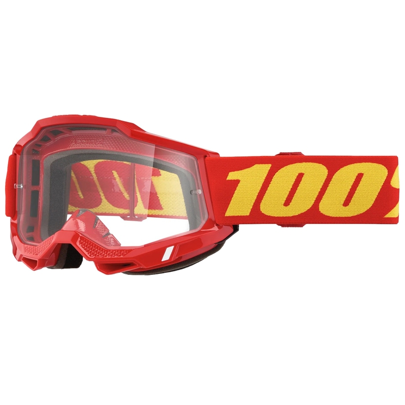 Kinder Motocrossbrille 100% ACCURI 2 rot mit klarem Plexiglas