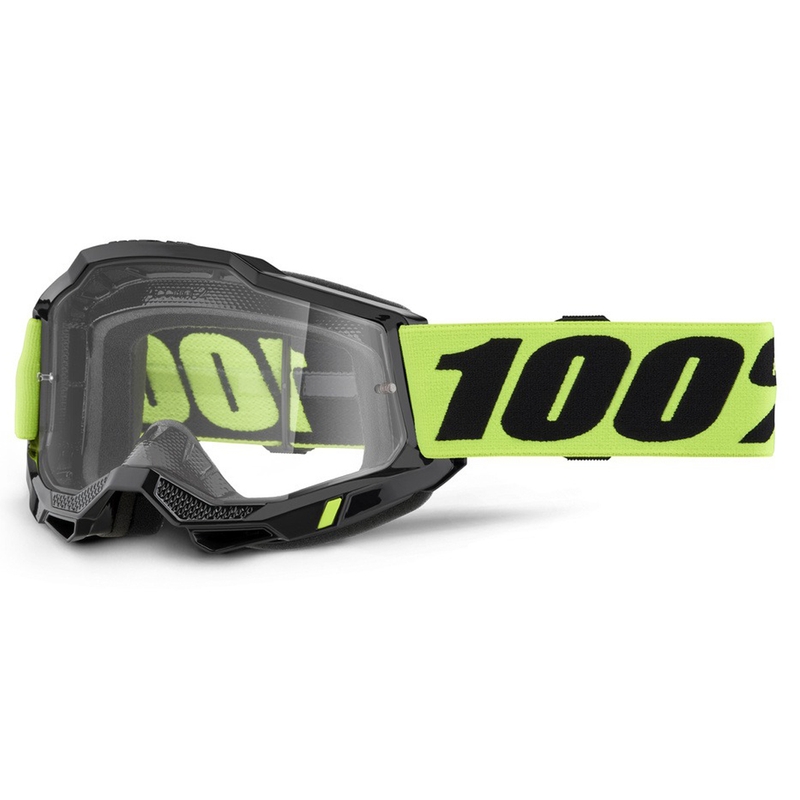 Kinder-Motocrossbrille 100% ACCURI 2 USA gelb mit klarem Plexiglas