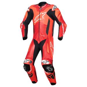 Alpinestars GP Plus V4 Sprint Einteiliger Leder-Motorradanzug, Tech-Air-kompatibel, Fluo Rot-Rot-Weiß-Schwarz