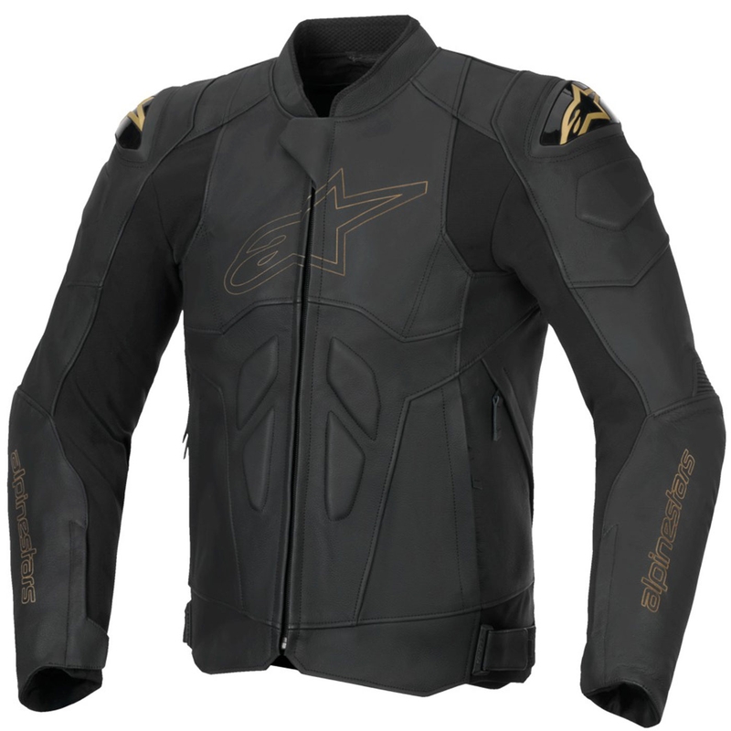 Alpinestars Dusk Leder-Motorradjacke schwarz-gold