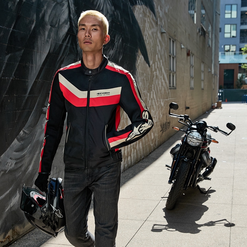 Alpinestars T-Dyno Air Motorradjacke schwarz-rot-beige