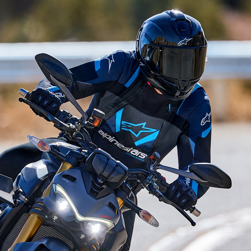 Motorradjacke Alpinestars T-Stunt Air schwarz-blau-hellblau