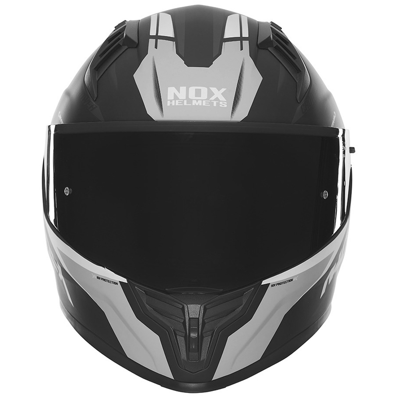 NOX N401 Crower Integralhelm Motorrad matt schwarz-silber