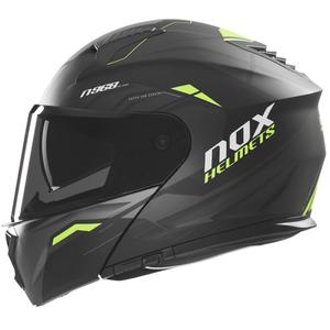 Klapphelm für Motorrad NOX N968 Ultra matt schwarz-fluo gelb
