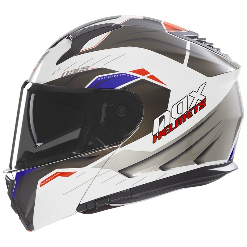 Klapphelm Motorrad NOX N968 Ultra weiß-grau