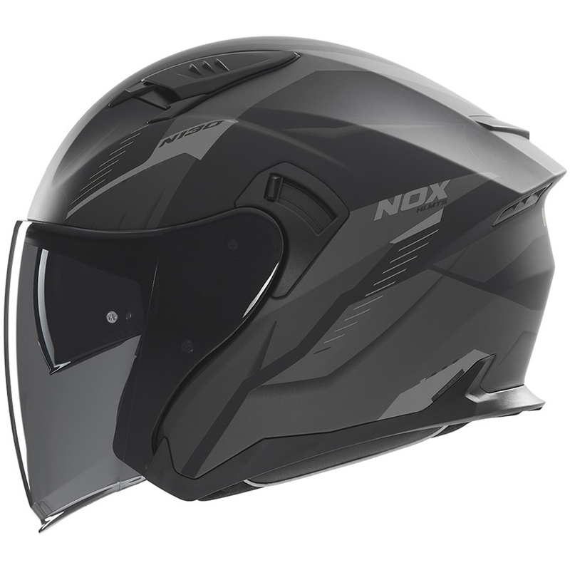 Motorrad-Jethelm NOX N130 Myst matt schwarz-silber