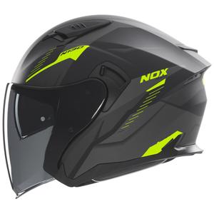 Offener Motorradhelm NOX N130 Myst matt schwarz-fluo gelb