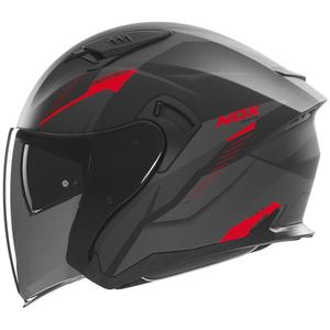 Motorrad-Jethelm NOX N130 Myst matt schwarz-rot
