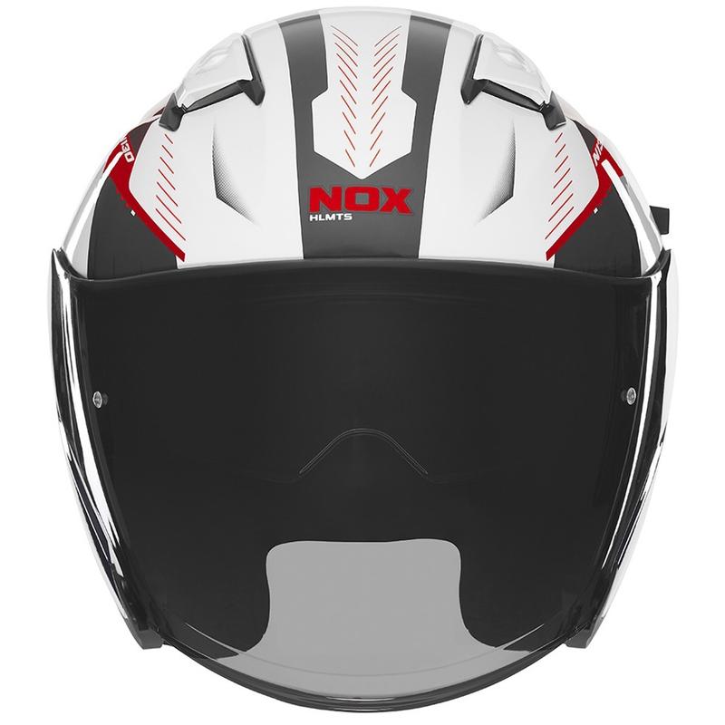 Motorrad-Jethelm NOX N130 Myst weiß-schwarz-rot