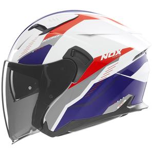 Motorrad-Jethelm NOX N130 Myst weiß-blau-rot