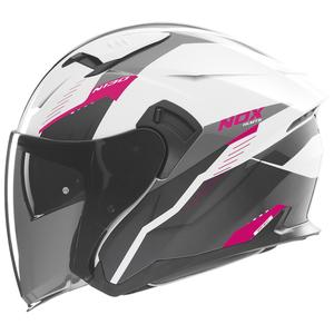 Motorrad-Jethelm NOX N130 Myst weiß-schwarz-pink