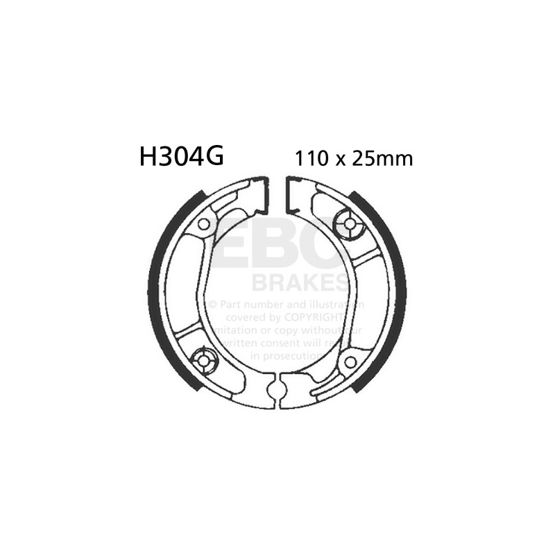 Brake shoe set EBC grooved includings springs