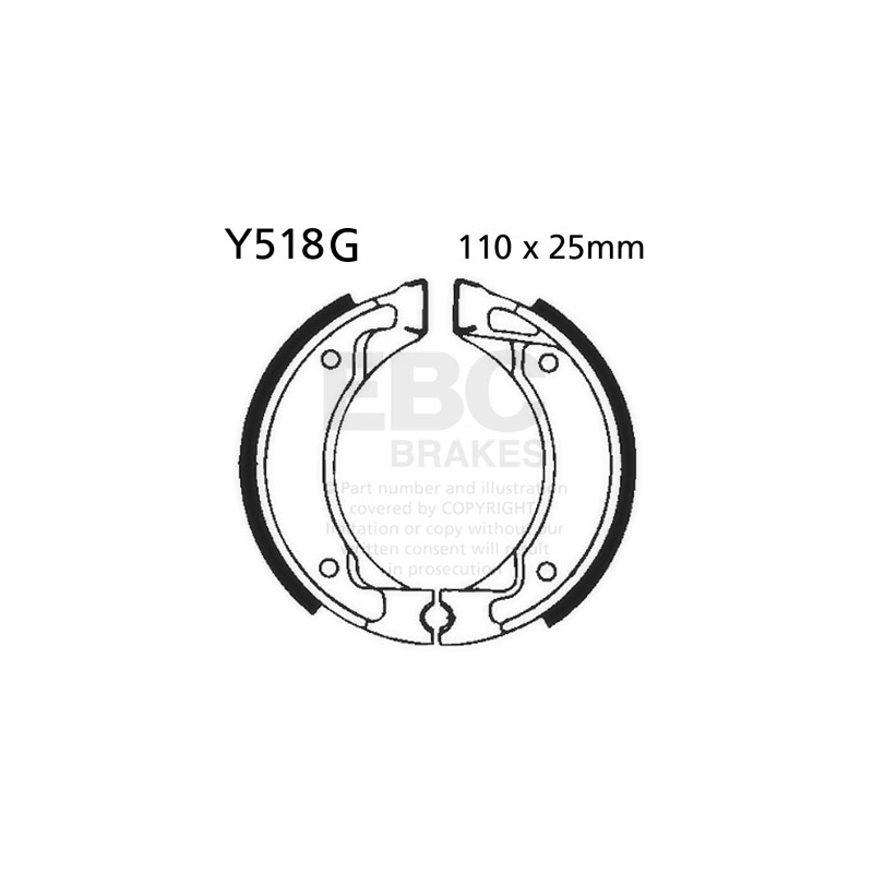 Brake shoe set EBC grooved includings springs