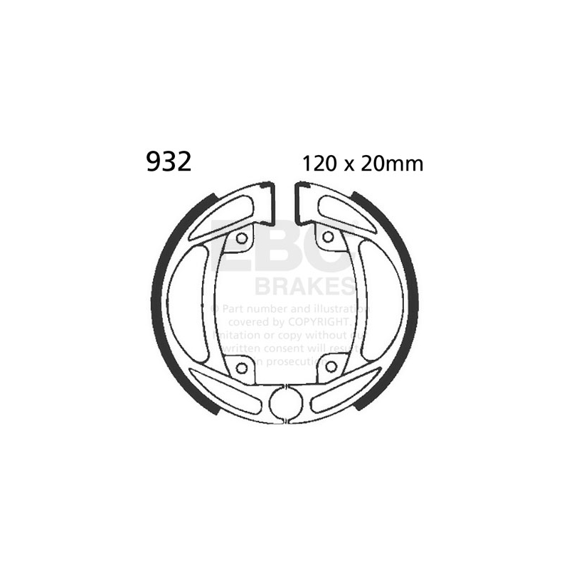 Brake shoe set EBC excluding springs