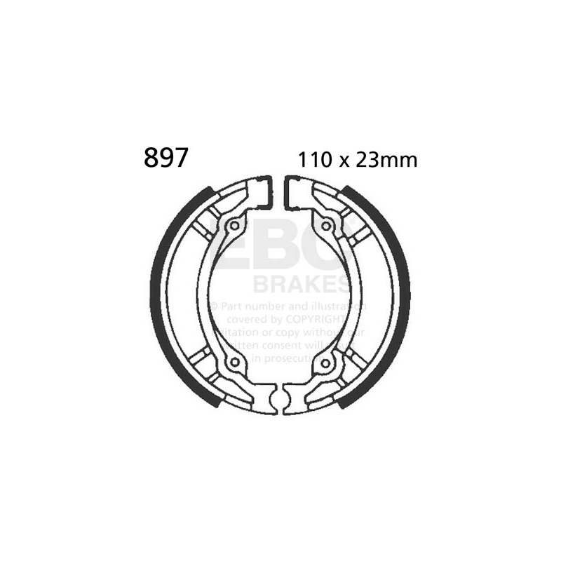 Brake shoe set EBC excluding springs