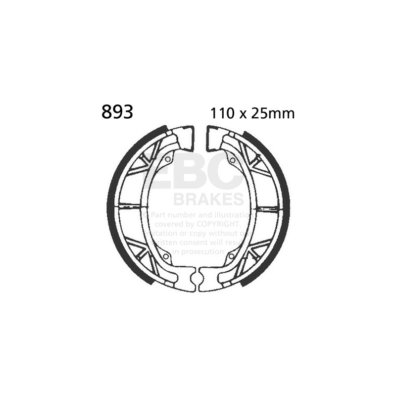 Brake shoe set EBC excluding springs
