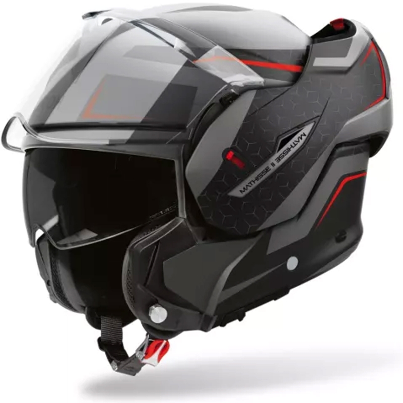 Airoh Mathisse 2 Magnet Motorrad-Klapphelm matt grau-schwarz-rot