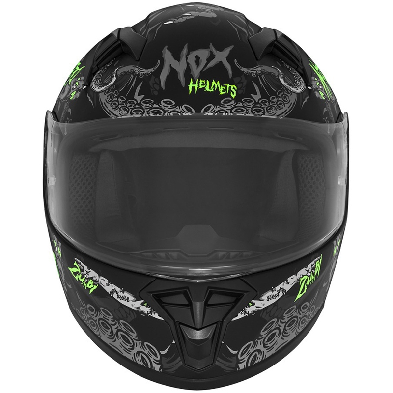 Kinder-Integralhelm für Motorräder NOX N731 ZUMBI matt schwarz-grün
