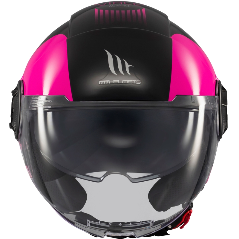 Motorrad-Jethelm MT Viale SV S Advance schwarz-pink