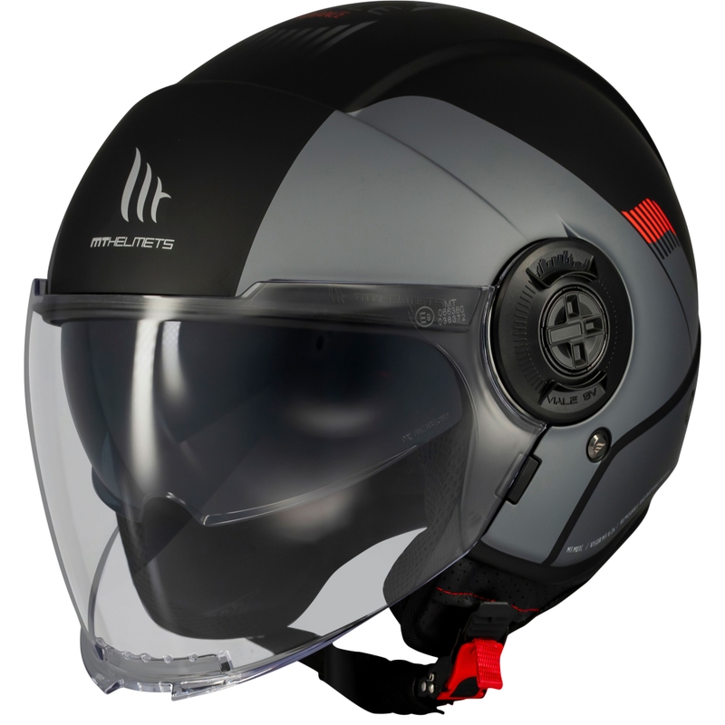 Offener Motorradhelm MT Viale SV S Advance matt schwarz-grau