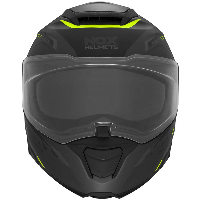 Klappbarer Motorradhelm NOX N967 Synchro, matt schwarz-fluoreszierend gelb