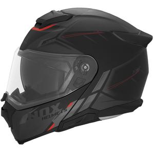 Motorrad-Klapphelm NOX N967 Synchro matt schwarz-rot