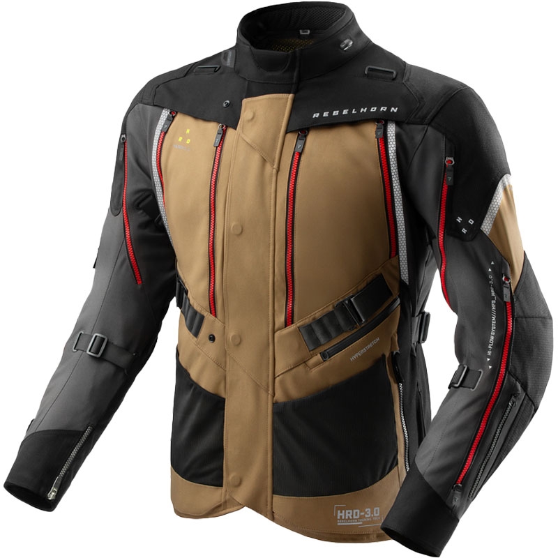 Motorradjacke Rebelhorn Hardy 3.0 beige-grau-rot