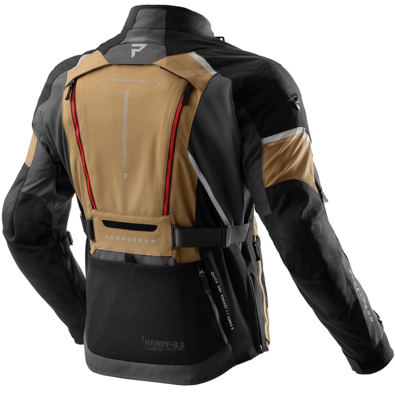 Motorradjacke Rebelhorn Hardy 3.0 beige-grau-rot