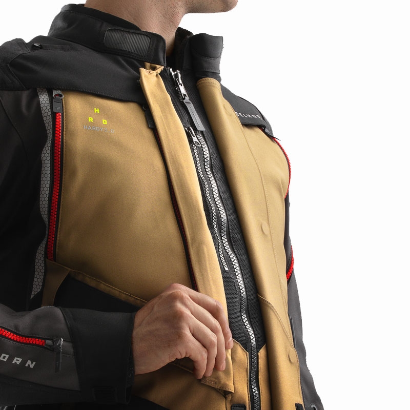 Motorradjacke Rebelhorn Hardy 3.0 beige-grau-rot