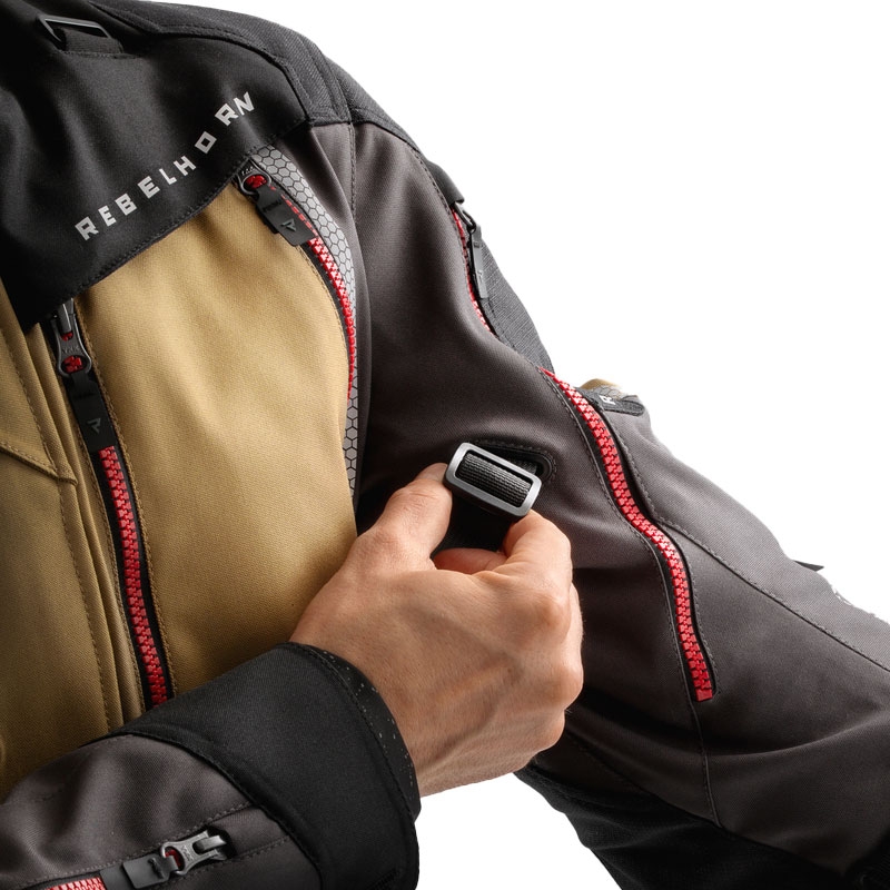 Motorradjacke Rebelhorn Hardy 3.0 beige-grau-rot
