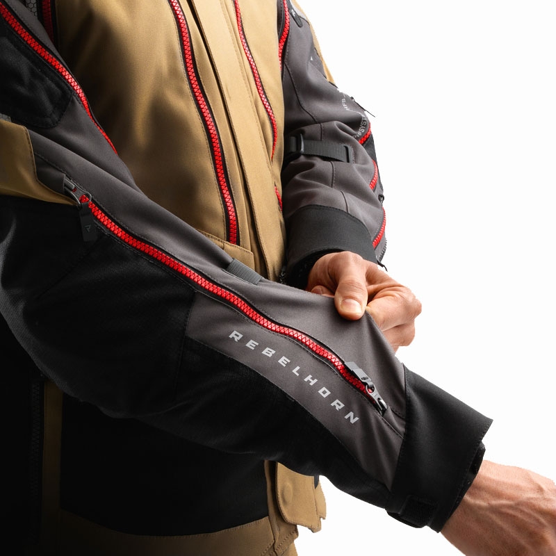 Motorradjacke Rebelhorn Hardy 3.0 beige-grau-rot