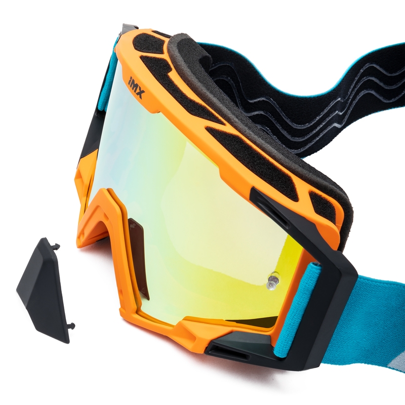Motocrossbrille iMX Sand orange-blau-weiß mit Iridium-Plexiglas