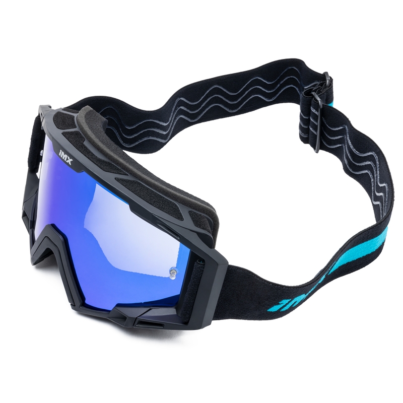 Motocrossbrille iMX Sand schwarz-blau mit blauem Iridium-Plexiglas