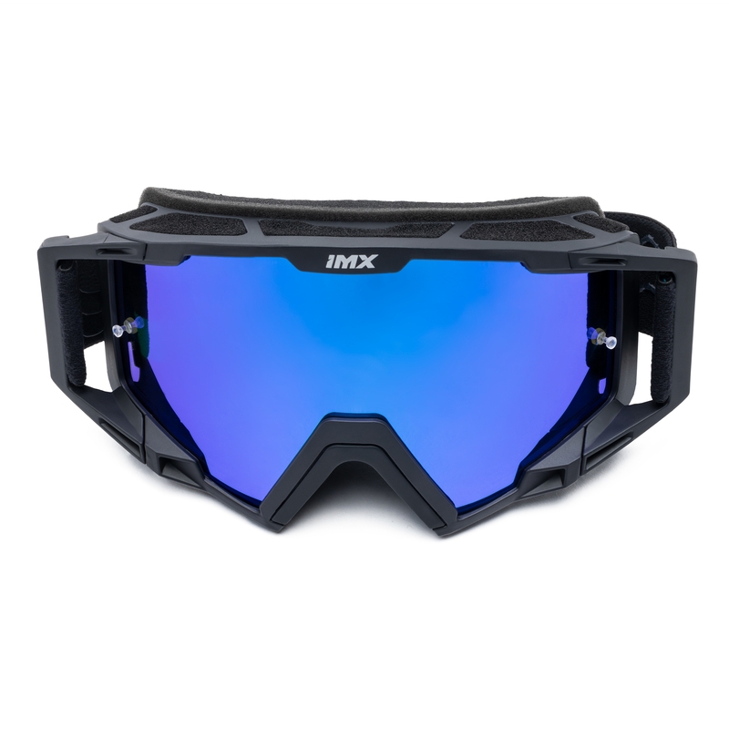 Motocrossbrille iMX Sand schwarz-blau mit blauem Iridium-Plexiglas