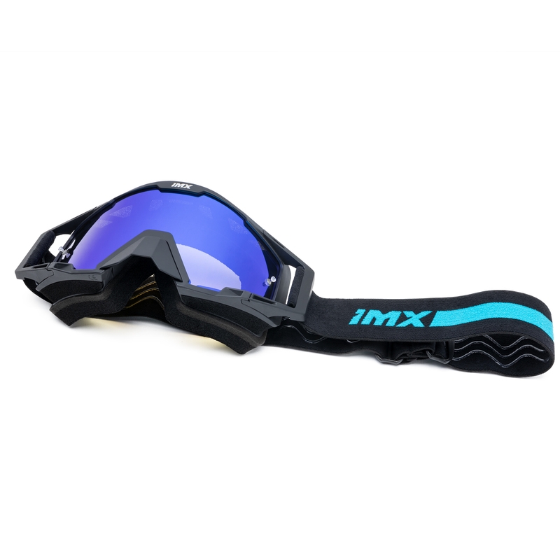 Motocrossbrille iMX Sand schwarz-blau mit blauem Iridium-Plexiglas