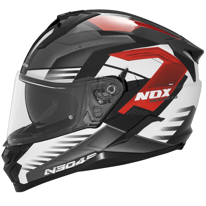 Integralhelm Motorrad NOX N304S CARVER schwarz-weiß-rot