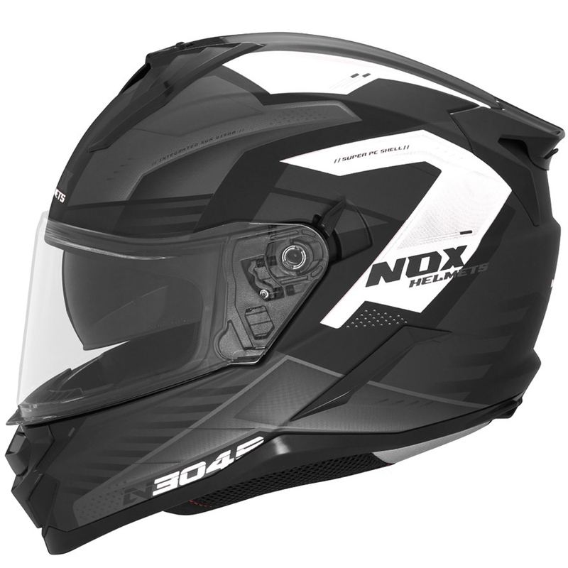 Integralhelm Motorrad NOX N304S CARVER matt schwarz-weiß
