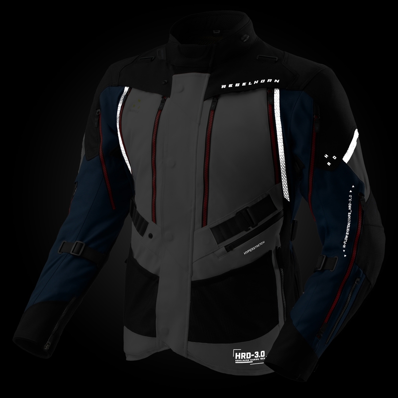 Motorradjacke Rebelhorn Hardy 3.0 blau-grau-rot