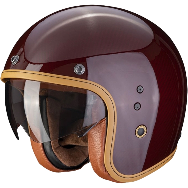 Offener Helm Scorpion Belfast Evo Carbon rot glänzend Ausverkauf