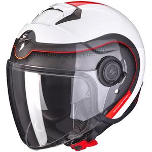 Offener Motorradhelm Scorpion EXO-CITY ROLL weiß-rot