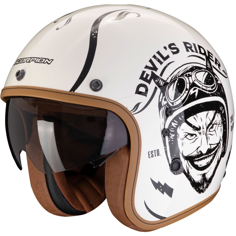 Offener Motorradhelm Scorpion Belfast Evo ROMEO creme-schwarz Ausverkauf