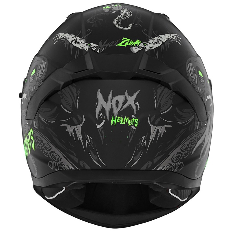 Integralhelm Motorrad NOX N401 ZUMBI matt schwarz-fluo grün